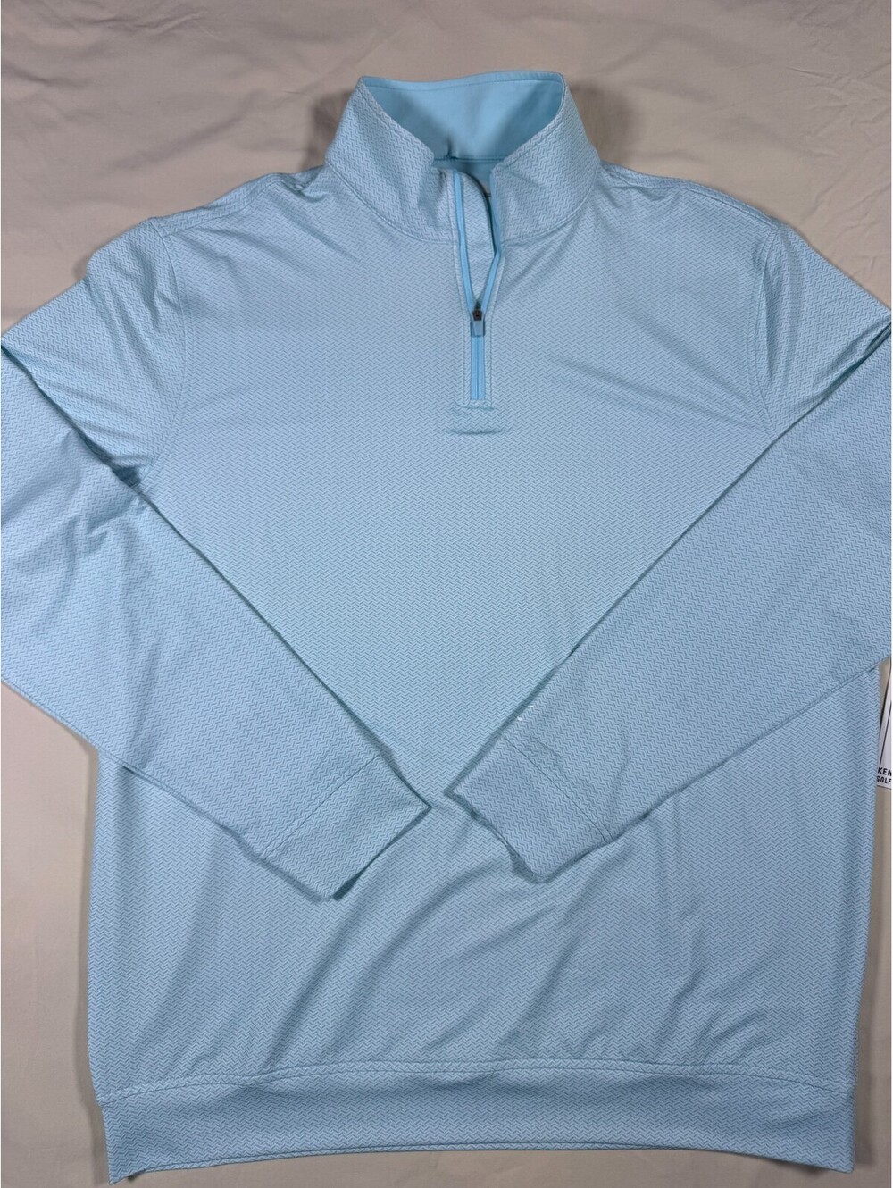 Kenneth Cole Men's Performance 1/4 Zip Pullover Large Light Blue Herringbone NWT